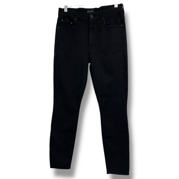 Mother The Looker Frayed Ankle Jeans in Black Skinny Jeans Women's 28 - Picture 2 of 10